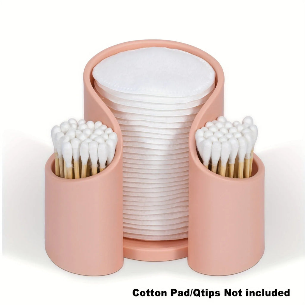 Modern solid-colour plastic cotton box for storing dental floss and cotton wool.