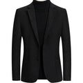 Men's grey wool slim fit suit jacket with polyester lining for autumn winter casual wear