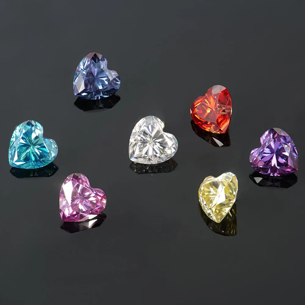 Lemon yellow heart-cut moissanite gemstone for jewellery making in multiple sizes