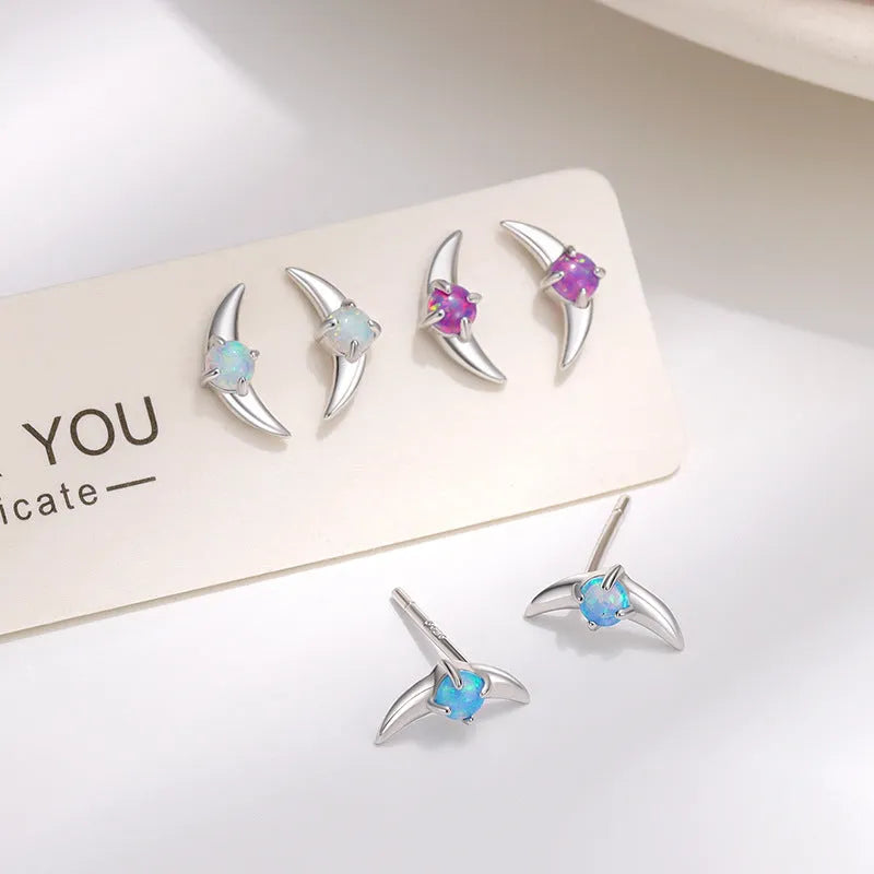 Women's 925 silver geometric earrings with electroplated platinum and gold finishes and stone colour accents