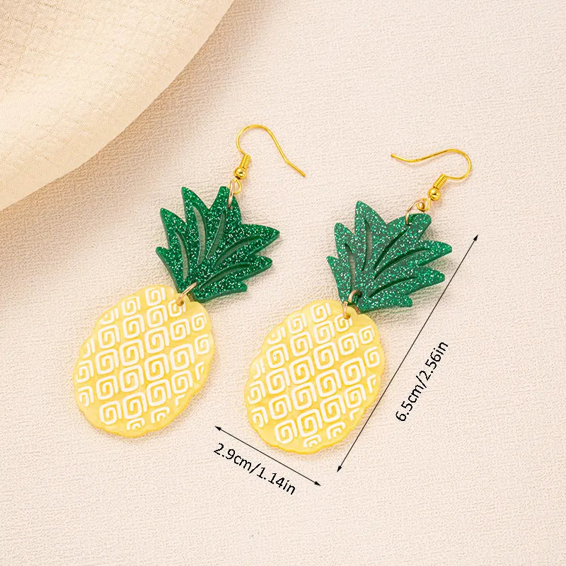 Drop-shaped acrylic earrings with summer coconut design in five colour variations on alloy ear hooks