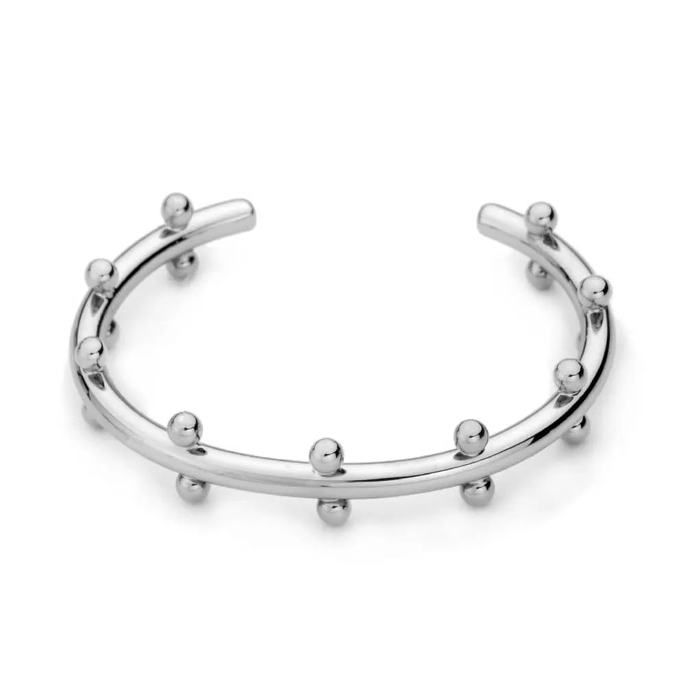 C-shaped stainless steel bean bead bracelet with personality texture rivet design and alloy clasp
