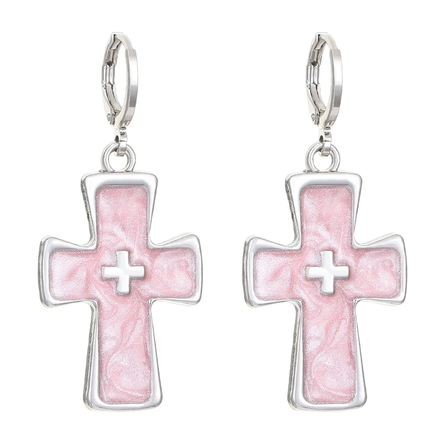 Women's alloy cross crystal stud earrings with geometric and animal designs in five colour options