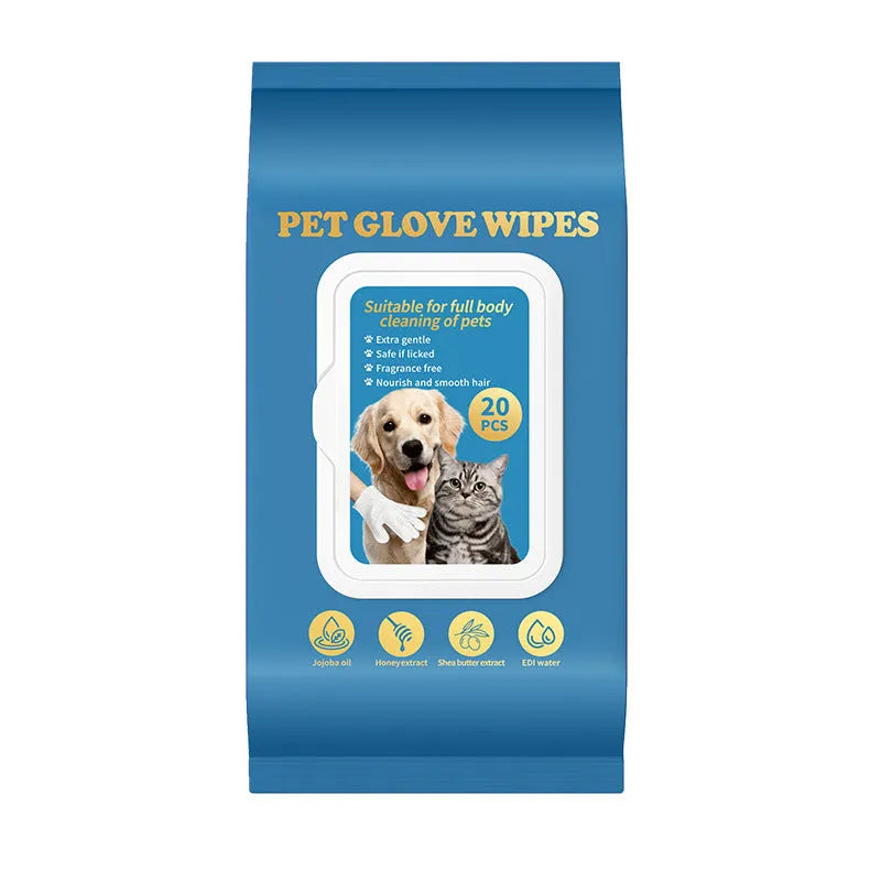 Pack of disposable pet gloves for cat and dog grooming and bathing