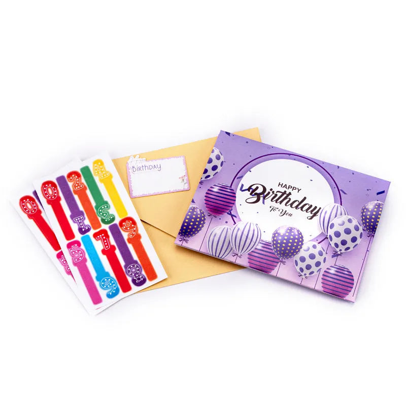 Chinese ink style 3D greeting card showing manually folded cake design with light music blowing theme