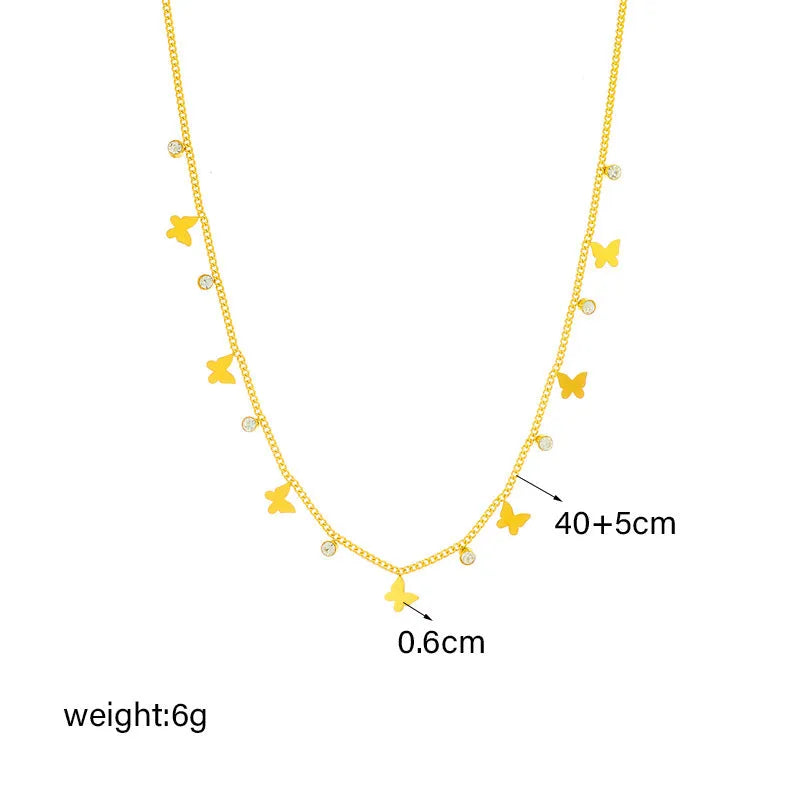 Women's multi-layer twin butterfly XINGX diamond-studded titanium steel pendant necklace on adjustable chain