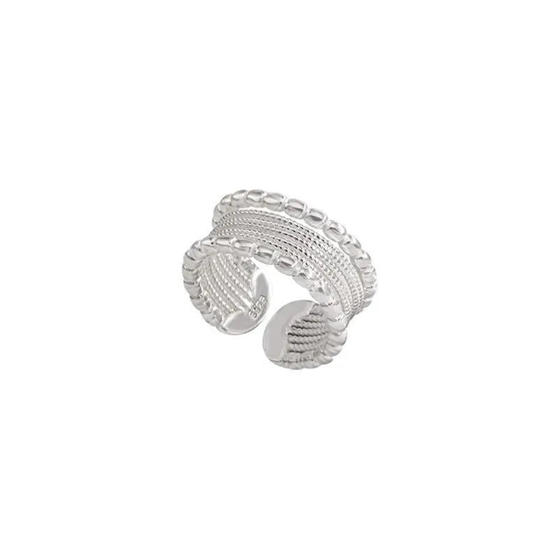 Geometric woven twisted copper ring with adjustable opening for women