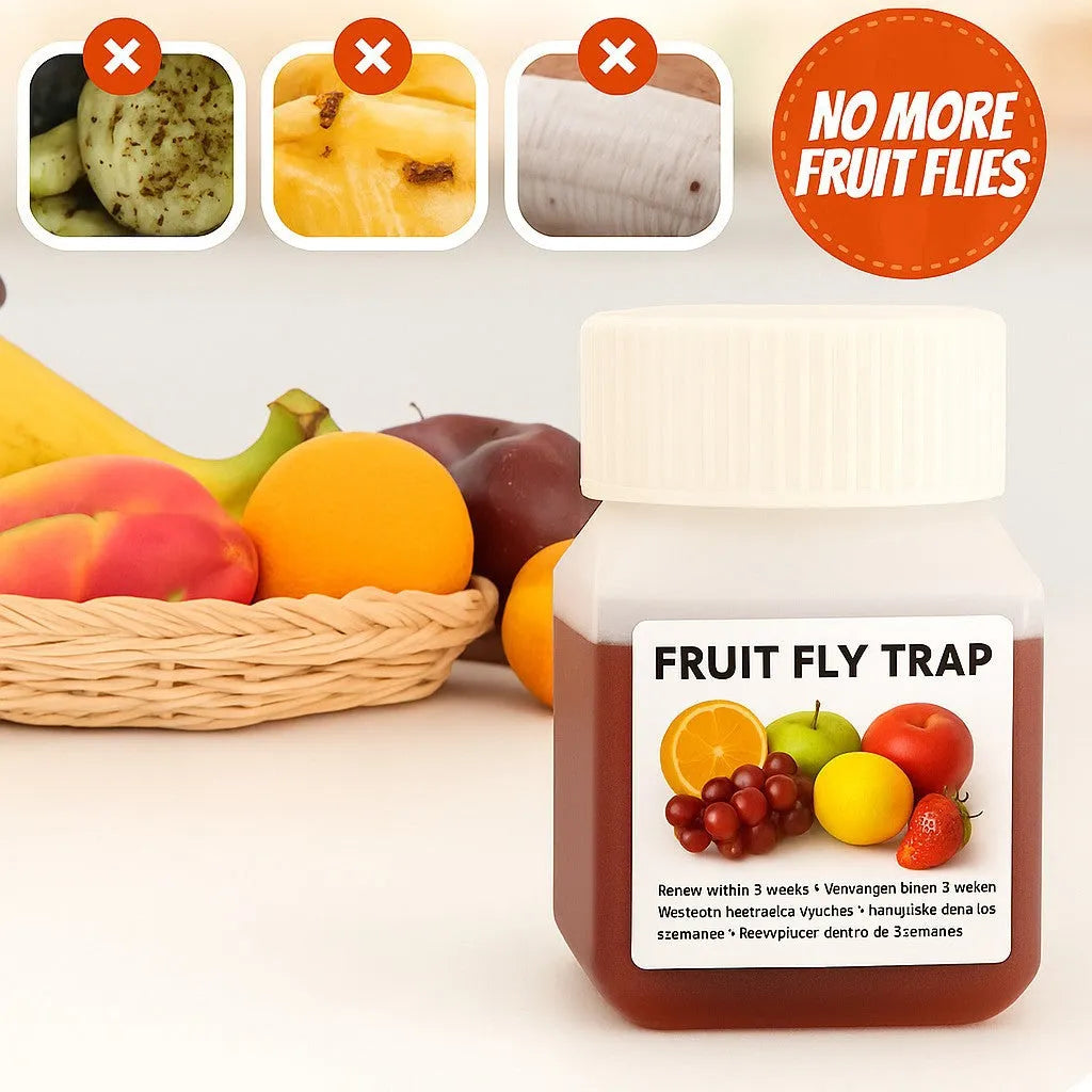 Fruit fly bait liquid bottle with optional funnel for kitchen fly traps