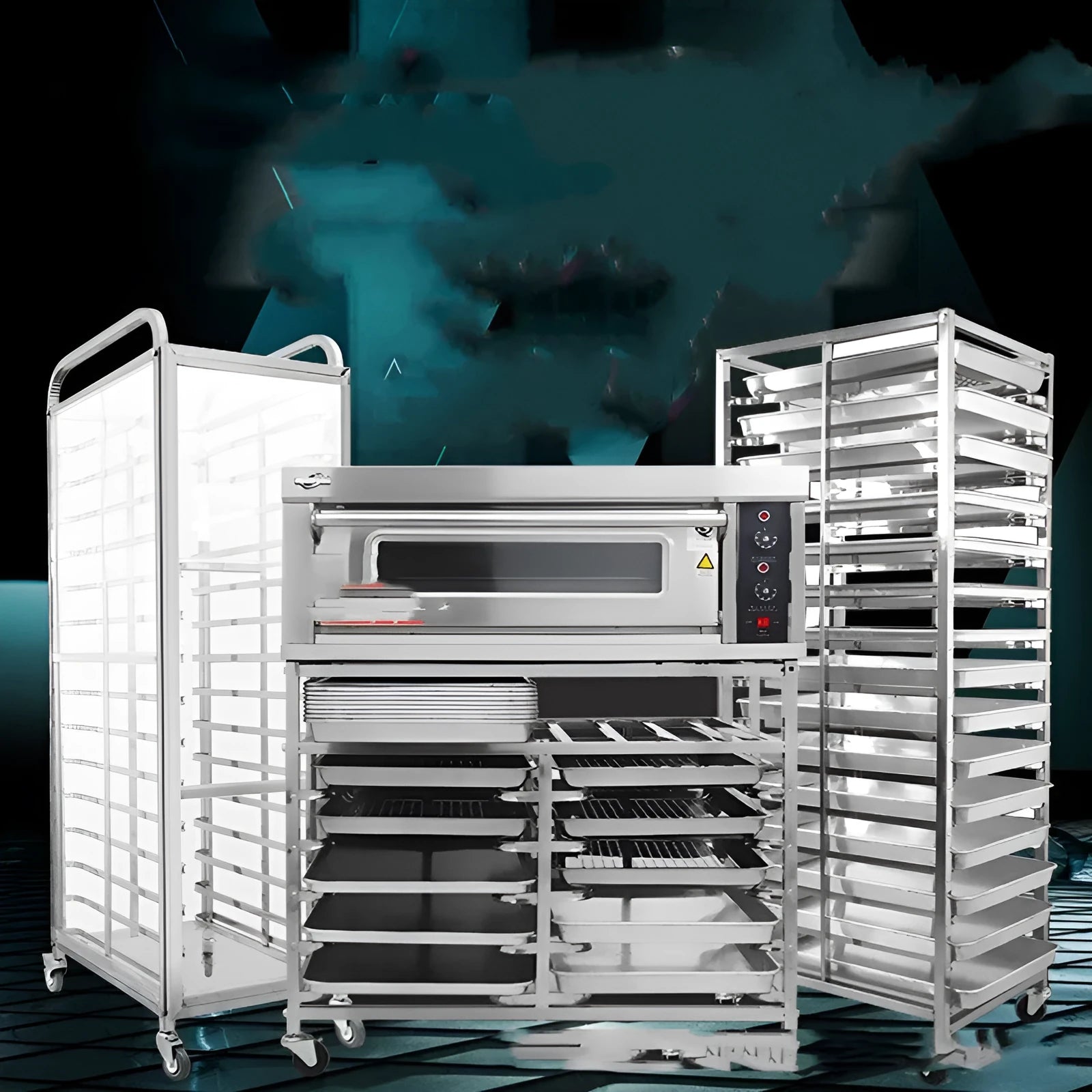 Stainless steel six-tier baking tray rack with 40x60cm tray size.