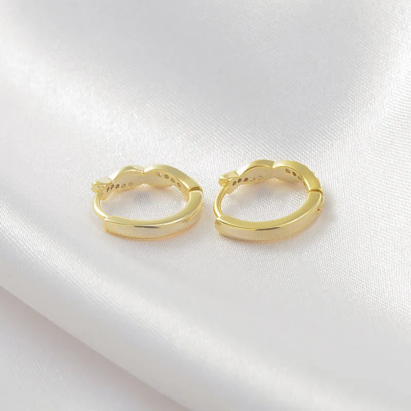 Copper geometric rope interwoven hoop earrings for women in gold or silver colour