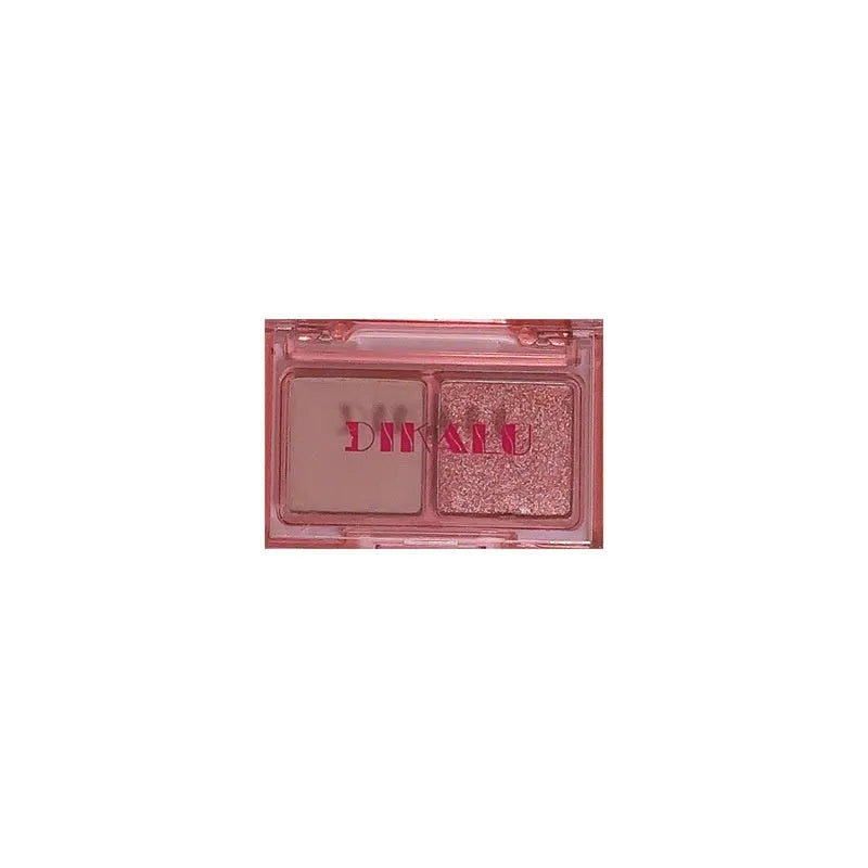 Cool two-tone eyeshadow palette showing pink and black matte shimmer eyeshadows in sweet and spicy punk style