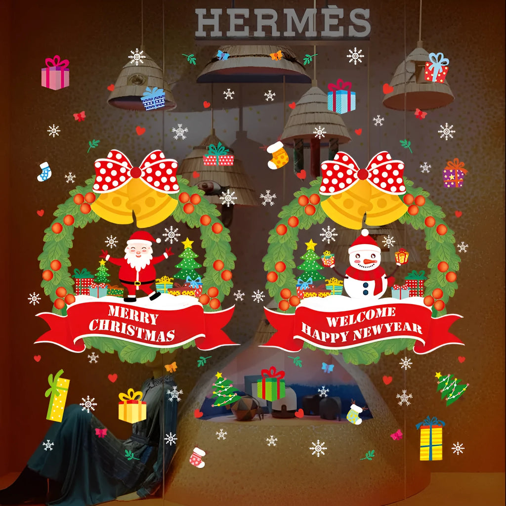 Non-adhesive electrostatic Christmas wall sticker 60x45cm PVC colourful cartoon pattern