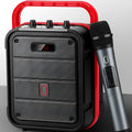 MS62AI portable Bluetooth speaker with wireless microphone and remote control on table