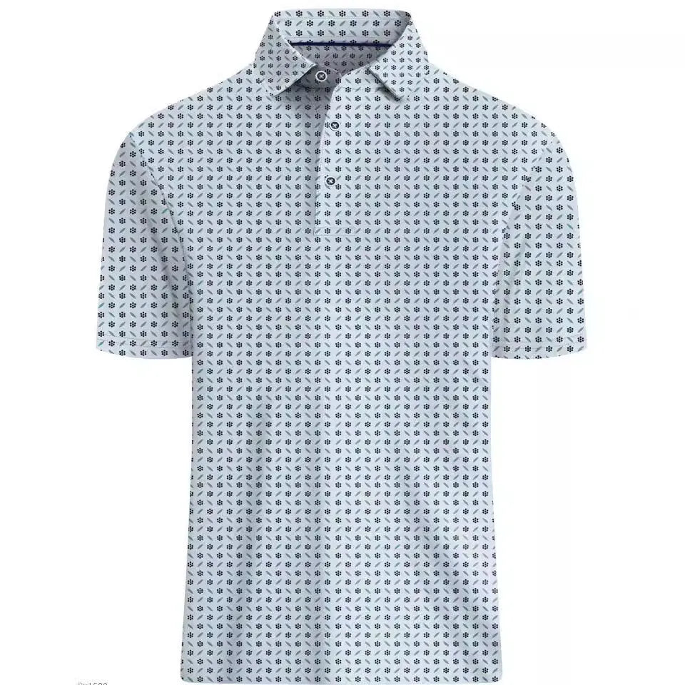 Men's 3D printed short sleeve top with metallic zipper decorations in Japanese retro style
