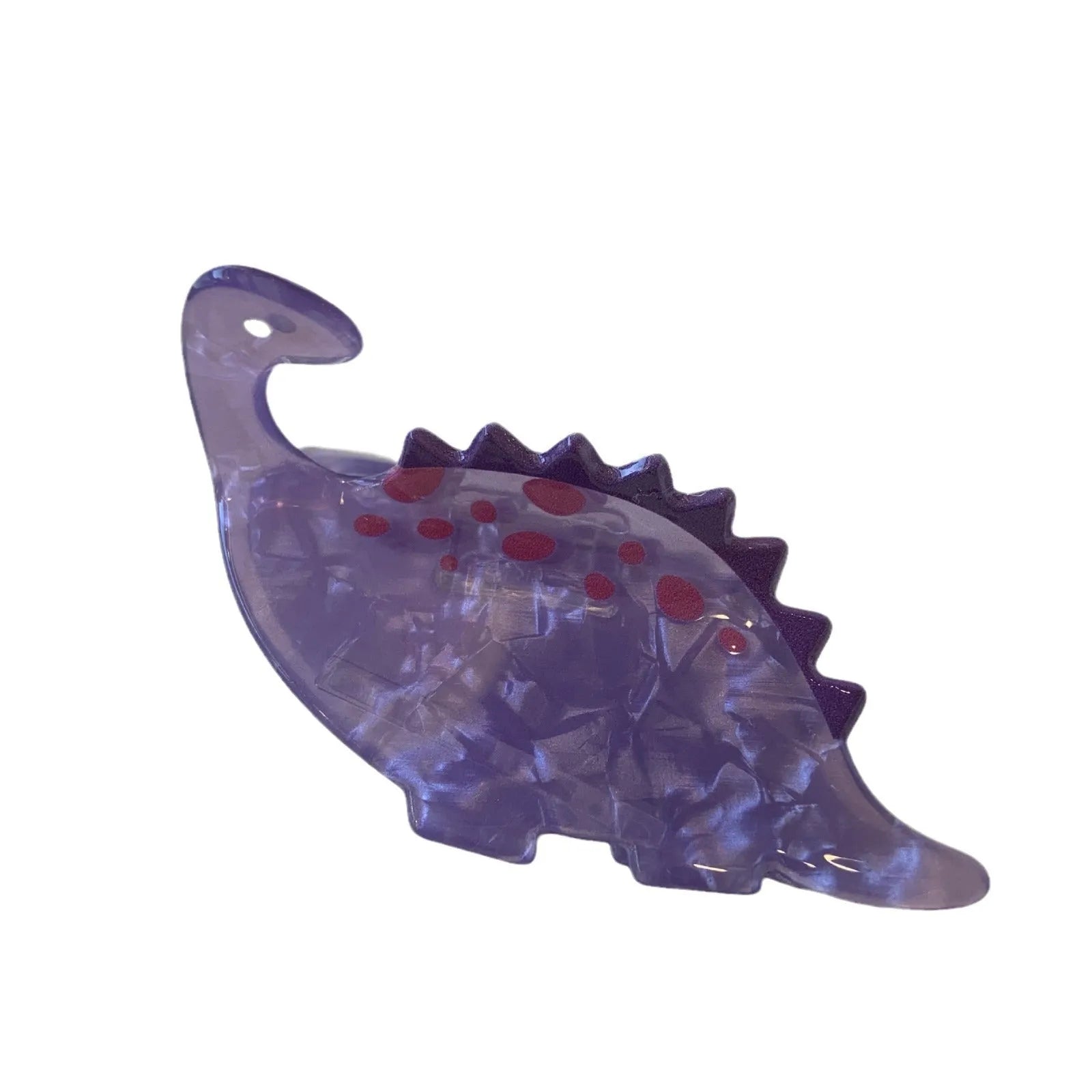 Acrylic dinosaur hair clip with jaw grip closure in one of six colourful designs