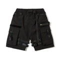 Men's black acetate fibre straight cut workwear shorts for summer in street style