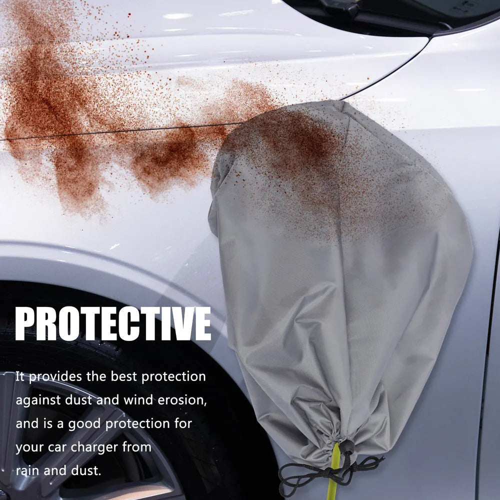 28x45x16cm drawstring waterproof cover for new energy vehicle charging ports in grey colour