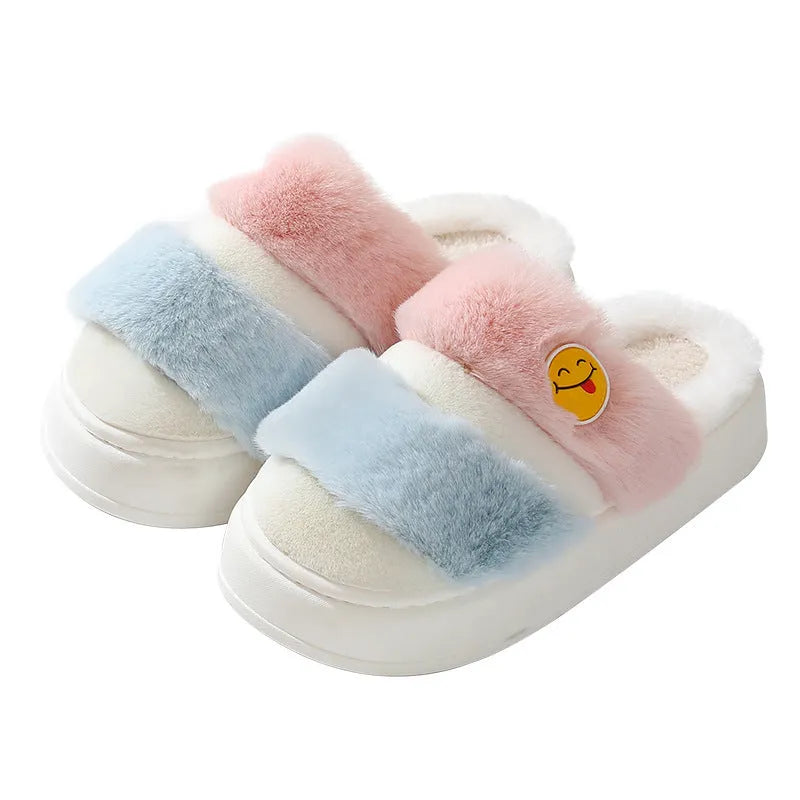 Thermal cotton slippers with cashmere lining in multiple colour combinations showing plush upper and functional sole