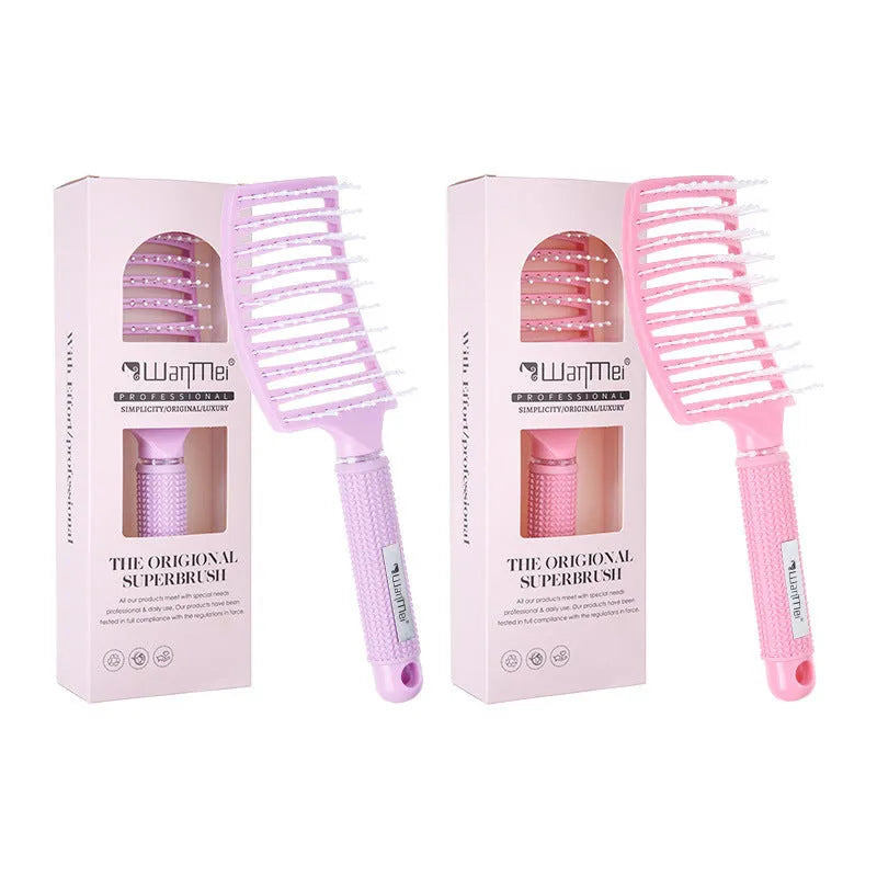 Jelly Color Large Hair Curling Comb in pink ABS nylon, over 20 cm long