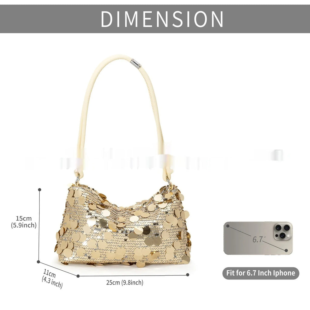 Soft polyester underarm crossbody bag in gold colour with sandwich pocket design