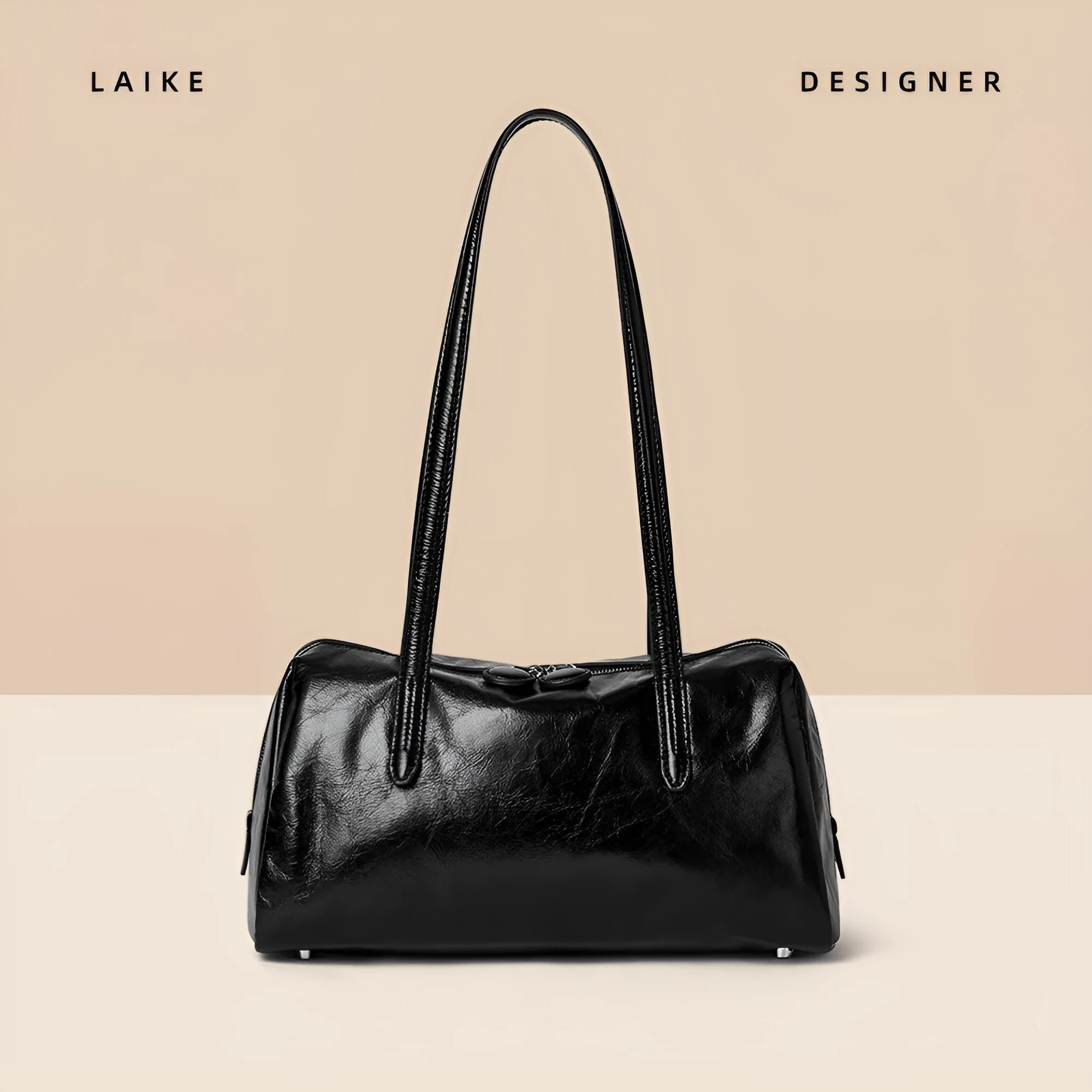 Genuine leather retro tote bag horizontal square shoulder bag 32x16x15cm cowhide open pocket mobile phone bag