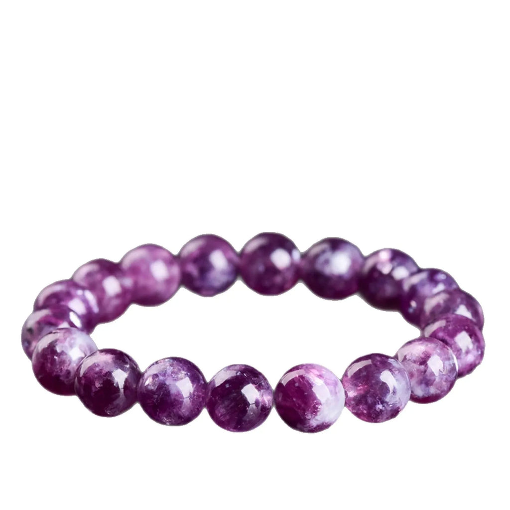 Purple crystal bracelet with polished geometric beads in unisex Korean-style design