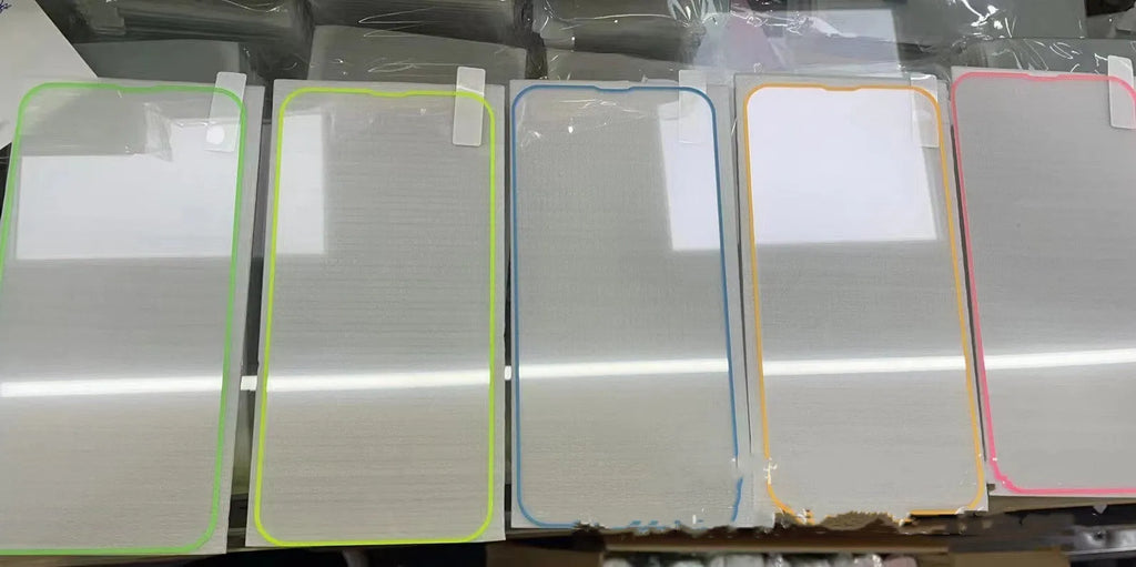 Luminous tempered glass screen protector for iPhone in pink yellow green blue grass green colours