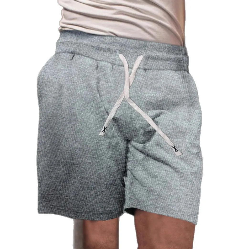 Men's loose brushed polyester drawstring casual sports shorts in khaki