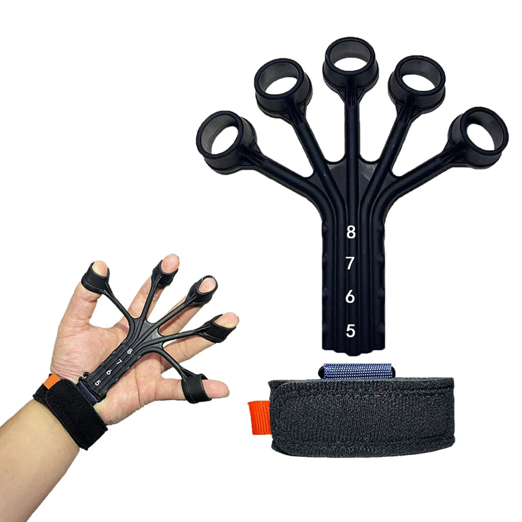 Silicone finger flexion extension trainer with adjusting belt for hand rehabilitation