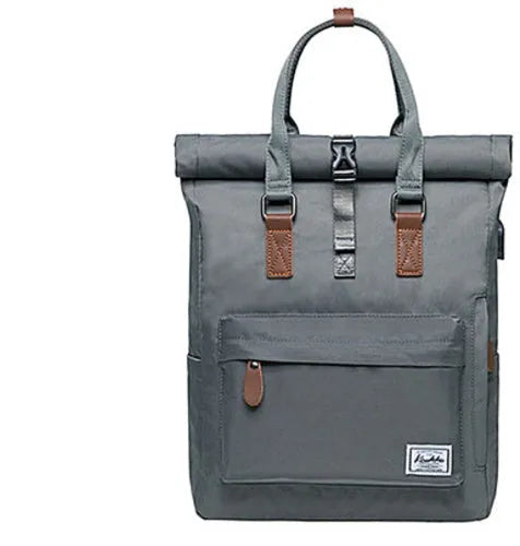 Casual polyester backpack showing interior computer pocket and zipper compartment
