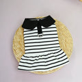 Pet summer stripes cotton T-shirt and skirt clothing set with coordinated pattern