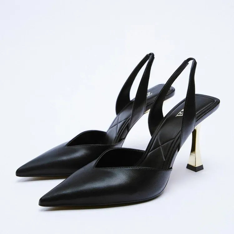 Women's pointed toe high heels in patent leather with Korean style design