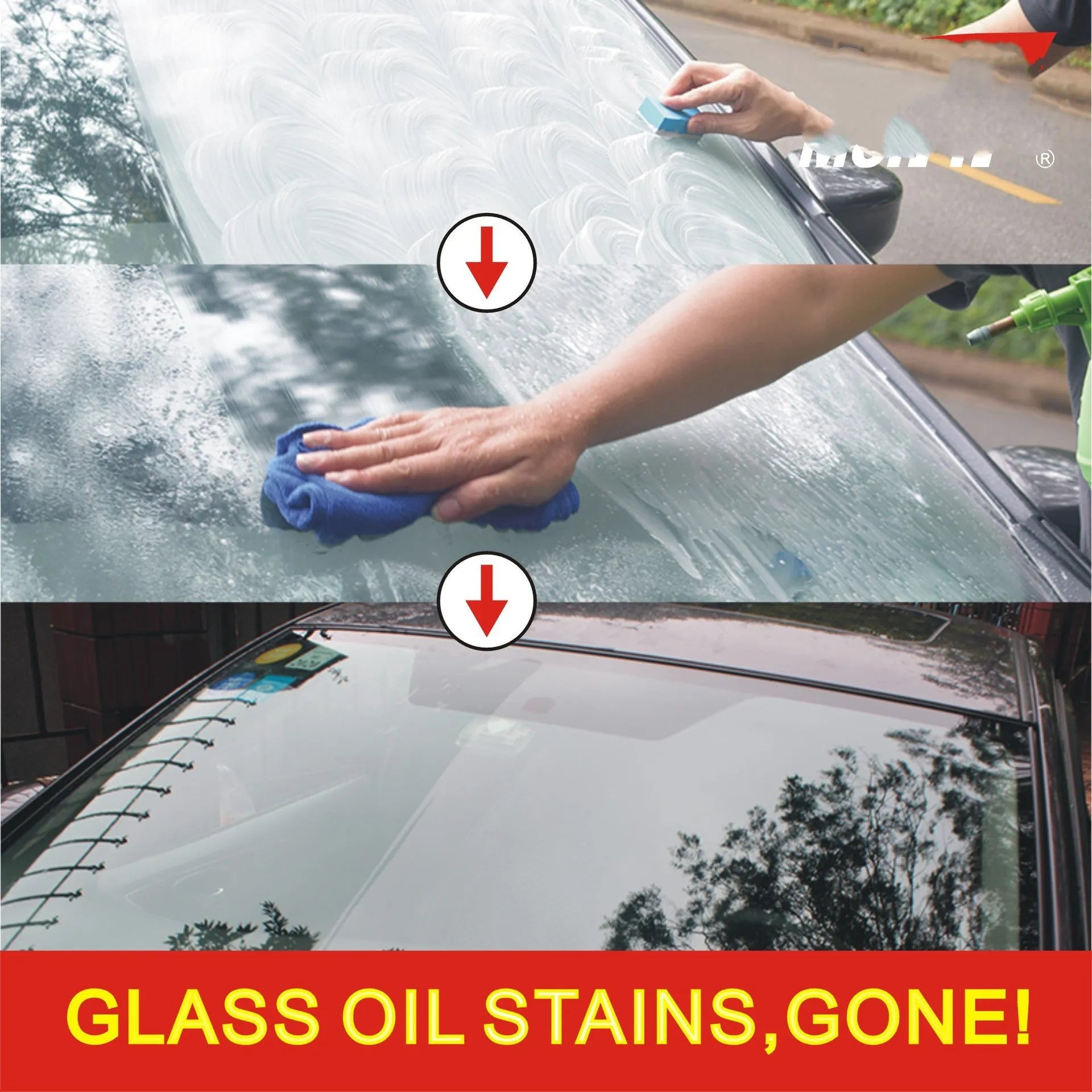 15ml bottle of automotive glass rainproof anti-fog treatment in white English packaging.