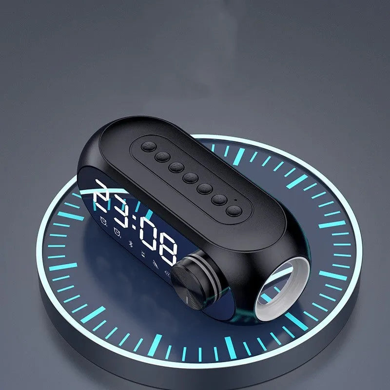 Extra Bass portable mini clock radio in S8 Black colour with USB charging cable