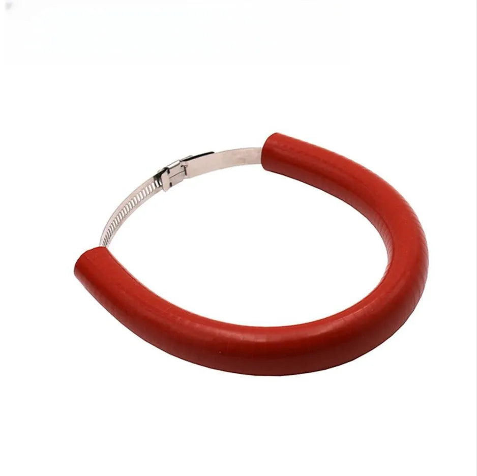 Universal motorcycle exhaust pipe gasket sealing ring in black, blue, and orange colour options.
