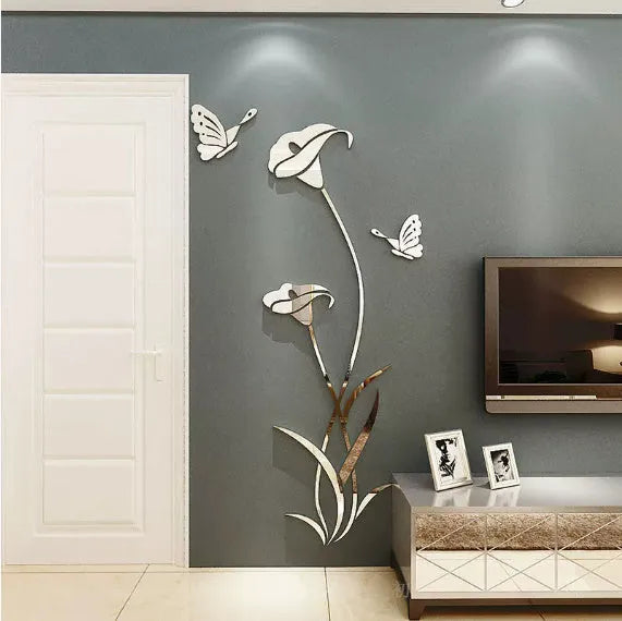 Lily design 3D acrylic wall sticker in multiple colour and size options