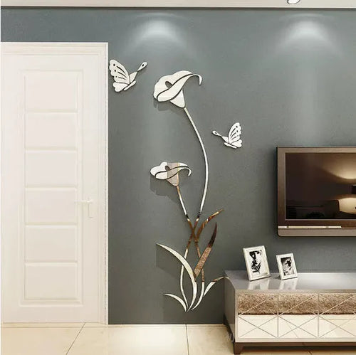Lily design 3D acrylic wall sticker in multiple colour and size options