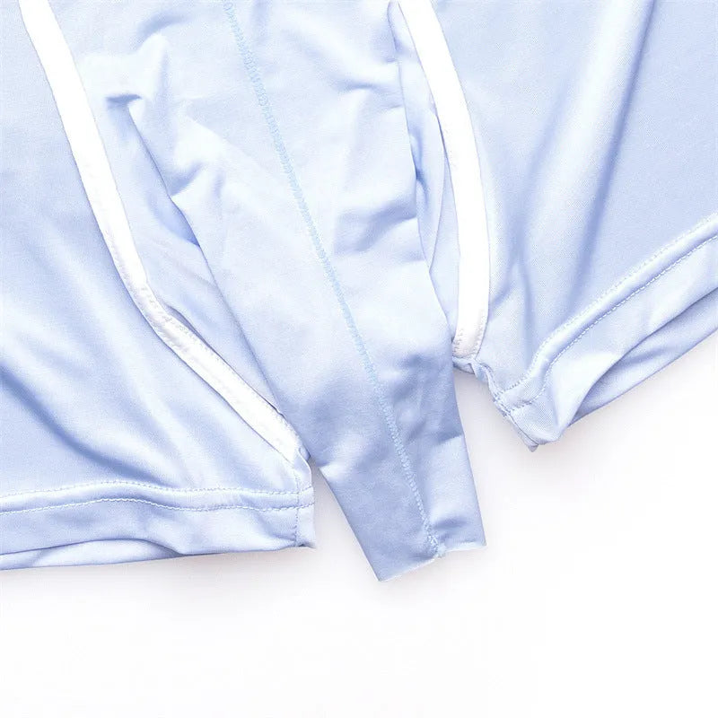 Men's ice silk boxer shorts in a solid colour on a mid waist mannequin