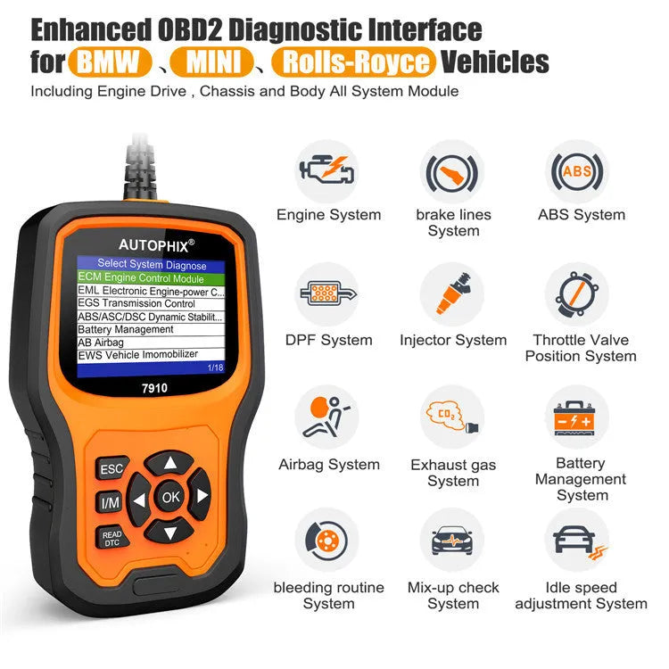 Autophix 7910 BMW diagnostic scanner tool for vehicle fault code reading and system resets