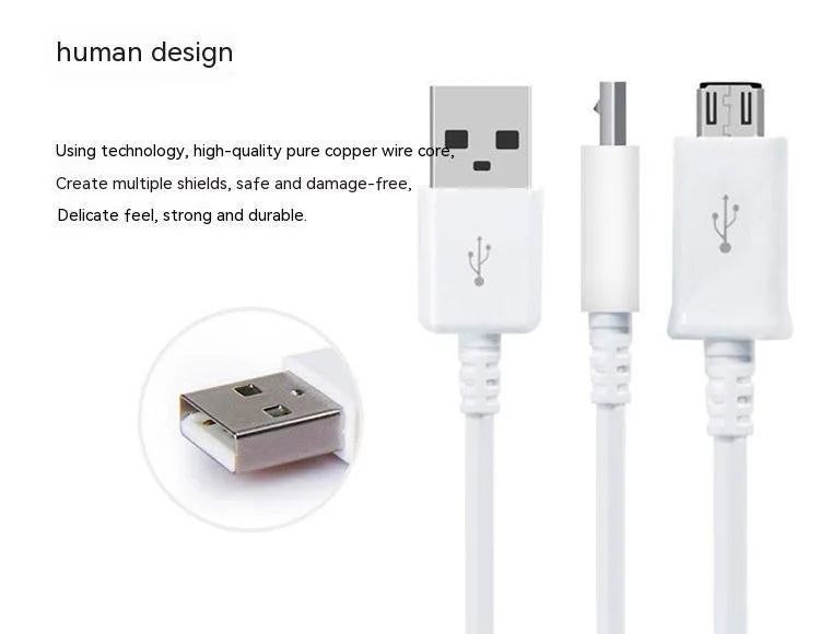 Black or white 1m Micro USB data cable for charging Android phones and tablets