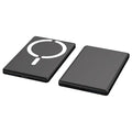 Ultra-thin magnetic power bank in alloy shell showing dark grey, silver, black and violet colour options