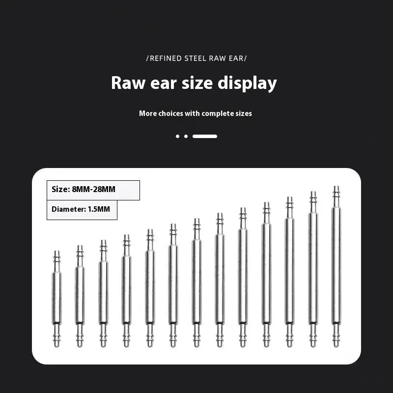 Watch bolt auricular needle spring shaft accessory parts in sizes 21mm to 26mm