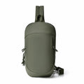 Nylon outdoor crossbody chest bag in army green with an internal phone compartment.