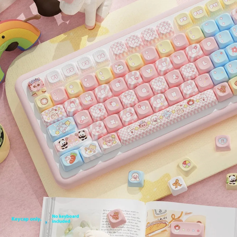 Clip Doll original cute character design mechanical keyboard key cap set for 112-key or 120-key layout.