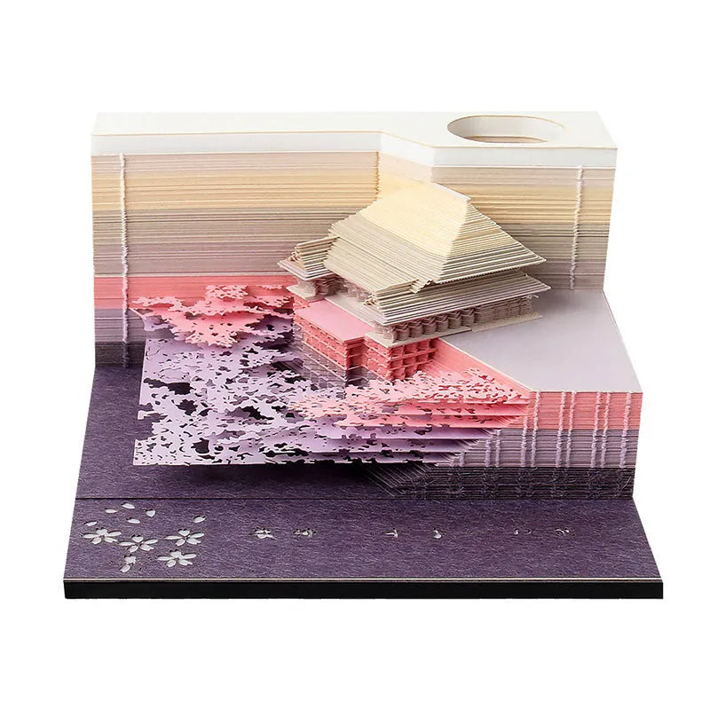 Anime architectural cartoon sticky note pad in 80mm by 45mm size on a desk