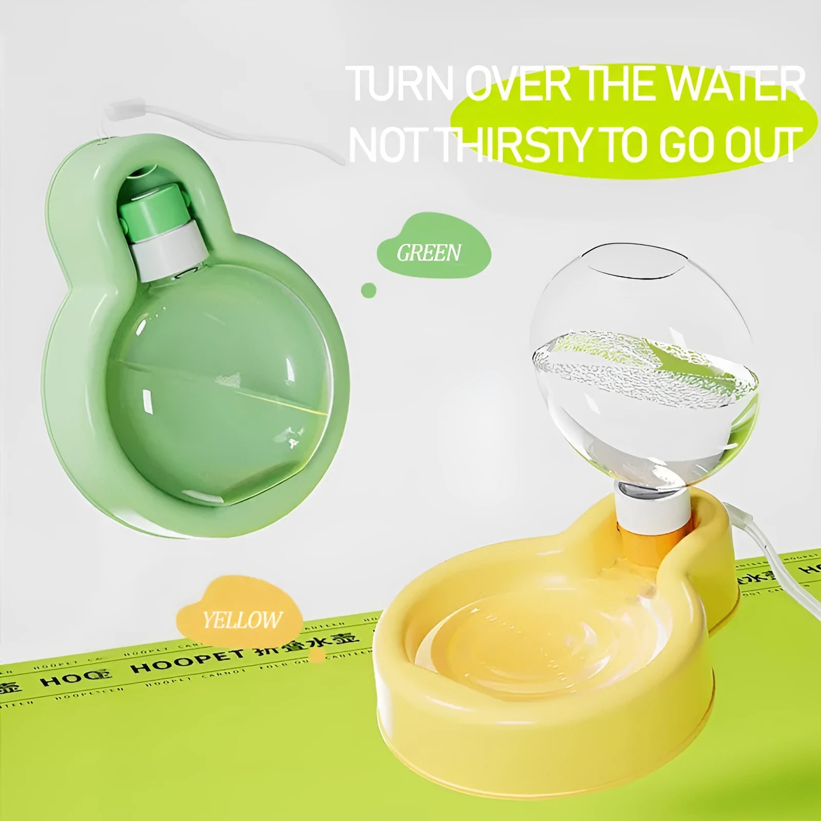 Orange leak-proof dog travel water bottle with integrated pull-out drinking bowl