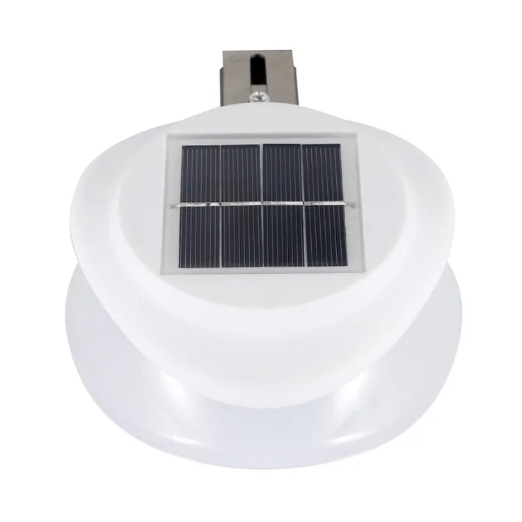 Solar-powered outdoor fence wall lamp in black or white shell with LED illumination for garden decoration