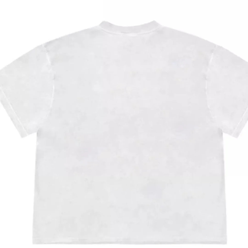 Blueberry patchwork pattern short sleeve T-shirt with loose fit and round neck