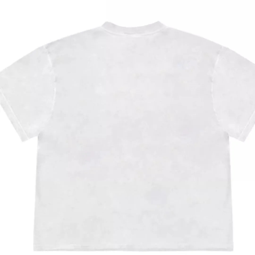 Blueberry patchwork pattern short sleeve T-shirt with loose fit and round neck