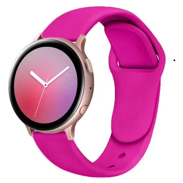 Silicone reverse buckle watch strap in various colours for 20mm and 22mm Galaxy Active 2